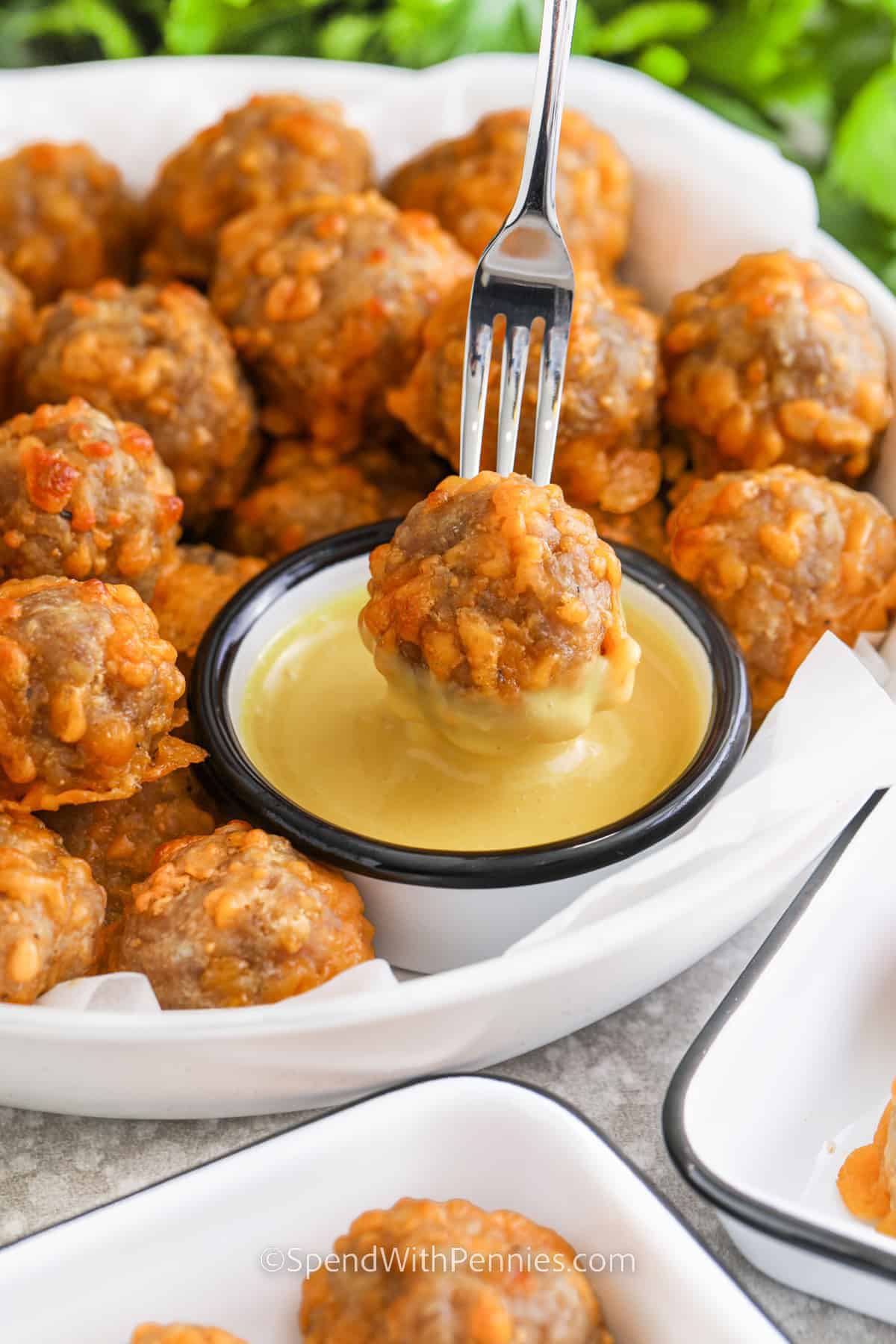 tasty Sausage Balls with dip