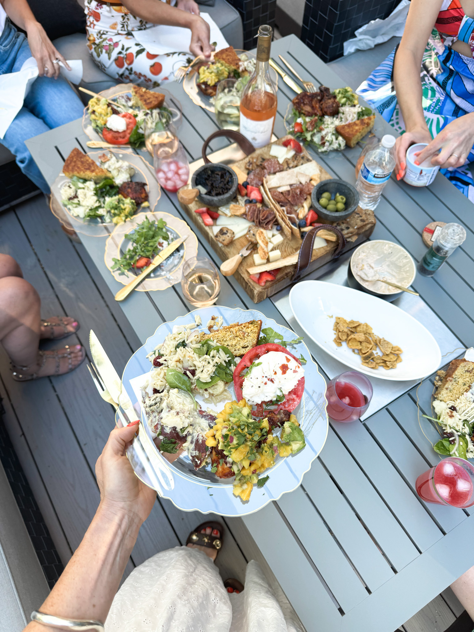 An outdoor summer meal with friends